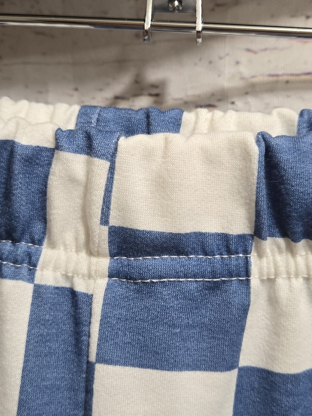 Wide Leg Checkerboard Pants - Blue & White - Picture 6 of 8